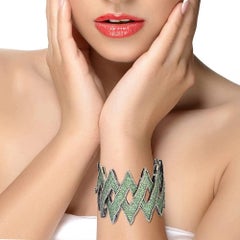 Diamond and Tsavorite Bangle Made In 14k Gold & Silver