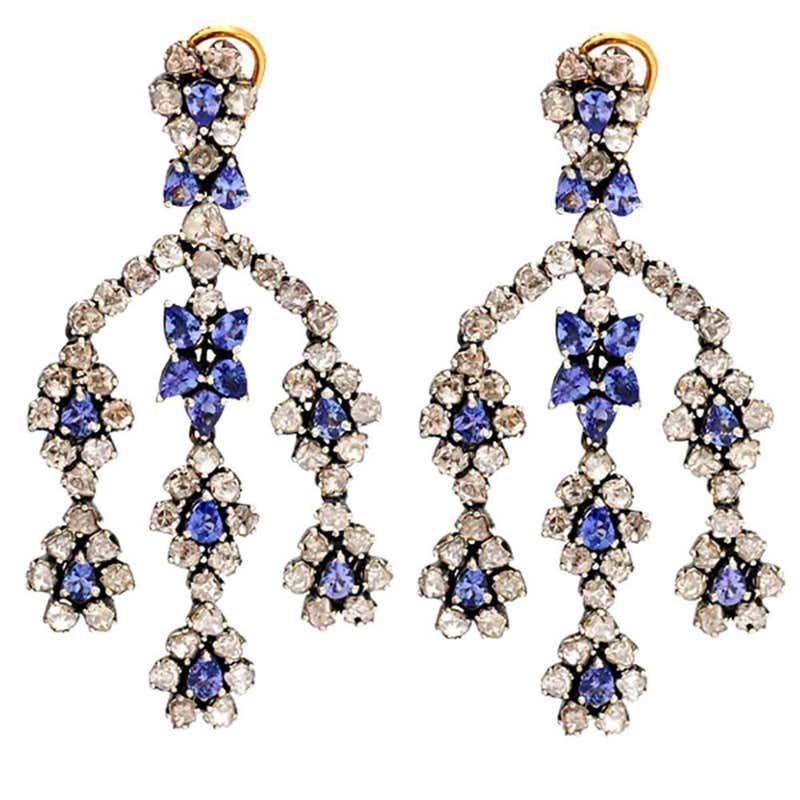 Diamond And Sapphire Chandelier Earring at 1stDibs