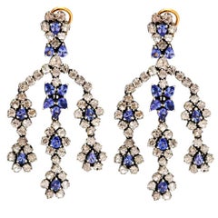 Diamond And Sapphire Chandelier Earring