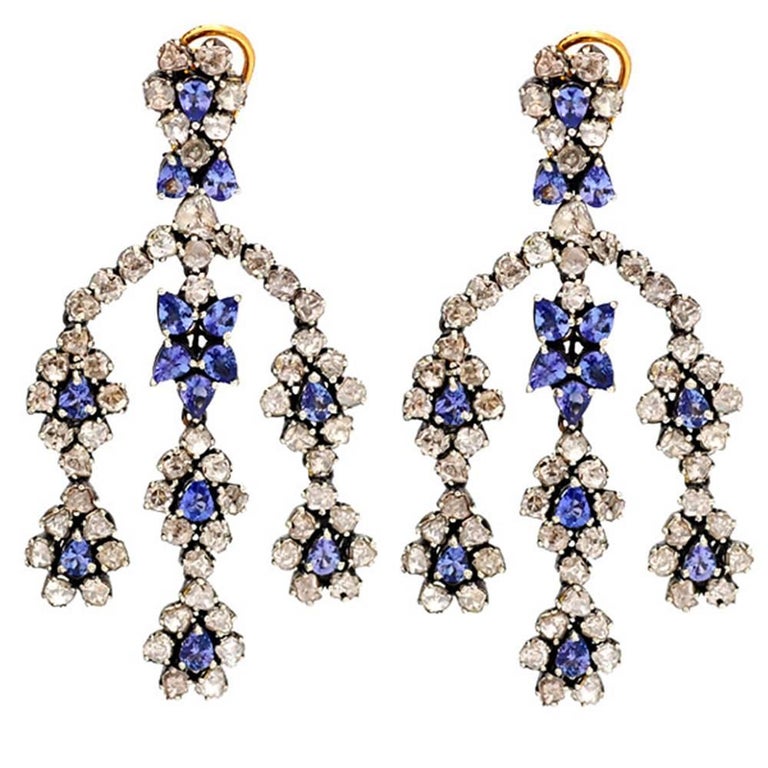 Diamond And Sapphire Chandelier Earring For At 1stdibs Diamond And Sapphire Chandelier Earring For