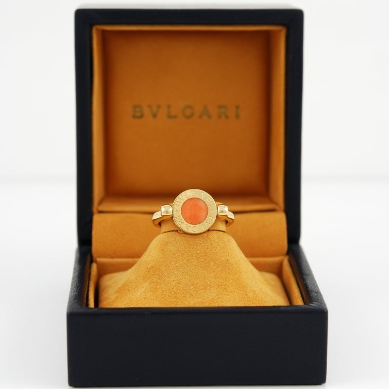 BVLGARI-BVLGARI Coral Onyx Gold Flip Ring 1