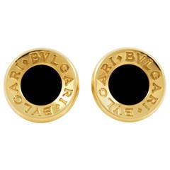 BVLGARI-BVLGARI Onyx Gold Stud Earrings