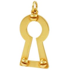 1970s Aldo Cipullo Gold Lock Pendant