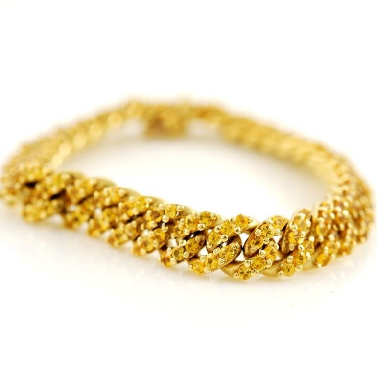 Italian Sapphire Gold Chain Bracelet In Excellent Condition For Sale In Verona, IT