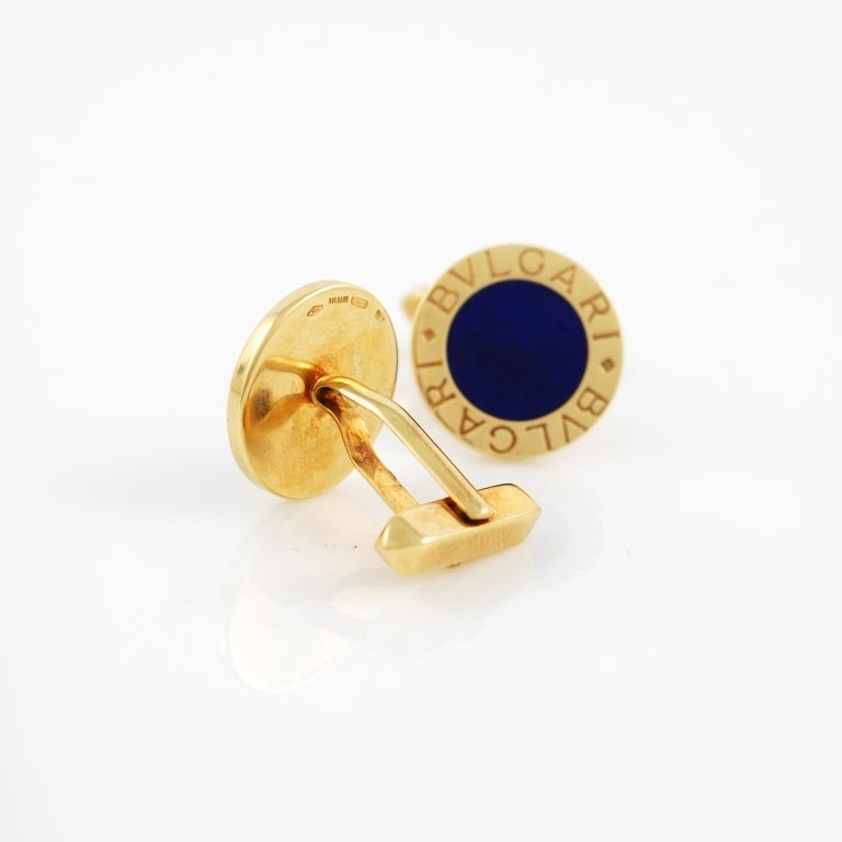 Bulgari Lapis Lazuli Gold Cufflinks In Excellent Condition For Sale In Verona, IT