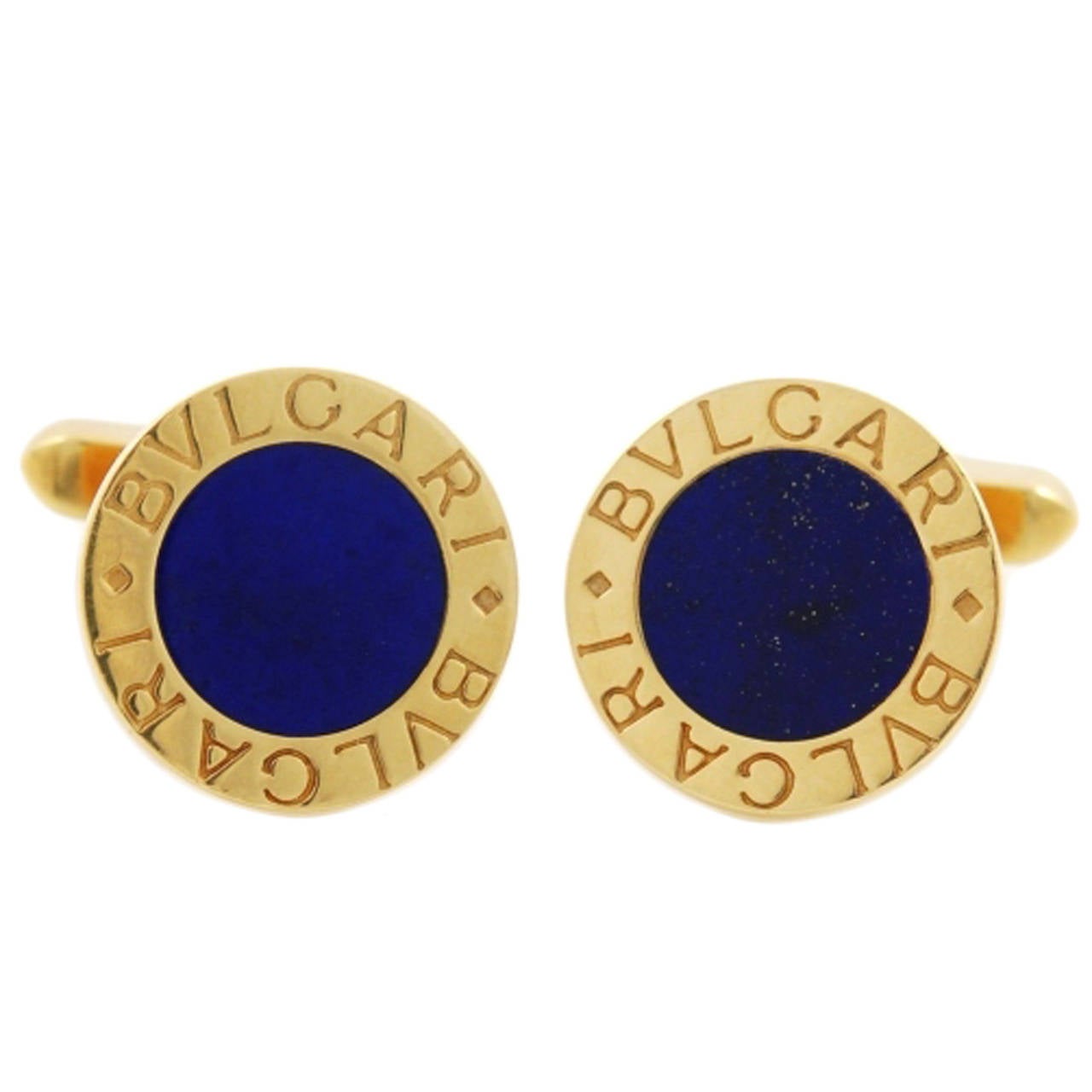 Bulgari Lapis Lazuli Gold Cufflinks For Sale