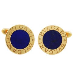 Vintage Bulgari Lapis Lazuli Gold Cufflinks