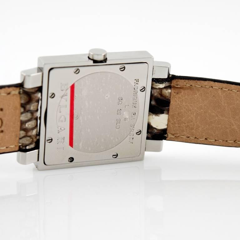 Bulgari Stainless Steel Square Quartz Wristwatch Ref SQ 29 SL In Good Condition For Sale In Verona, IT