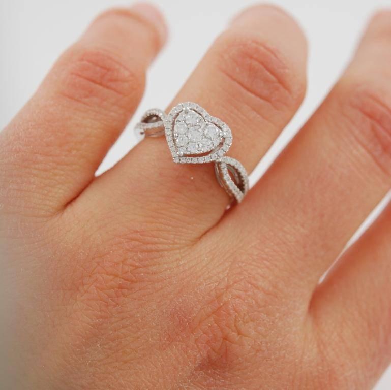 Women's White Gold and Diamond Heart Ring