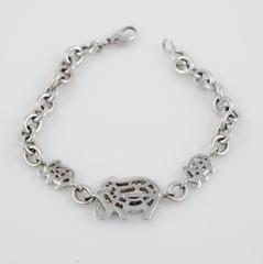 White Gold and Diamond Elephant link Bracelet