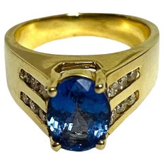14K Yellow Gold Ring Tanzanite & Diamond LeVian Ring with Appraisal