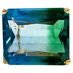 Nouvelle bague brésilienne en argent sterling plaqué or avec ametrine bleue et verte 21,5 carats