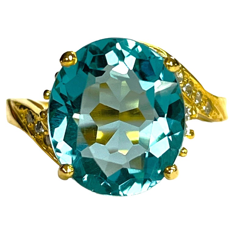 Bague Plaqué Rhodié Bleu Aigue-marine Et Noir - Taille 7,5 (US) - Référence R3009 - Neuf Sans Emballage - Style Joli Et élégant