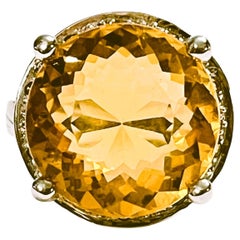 New Brazilian 10.40 Ct Yellow Orange Citrine & Yellow Sapphire Sterling Ring