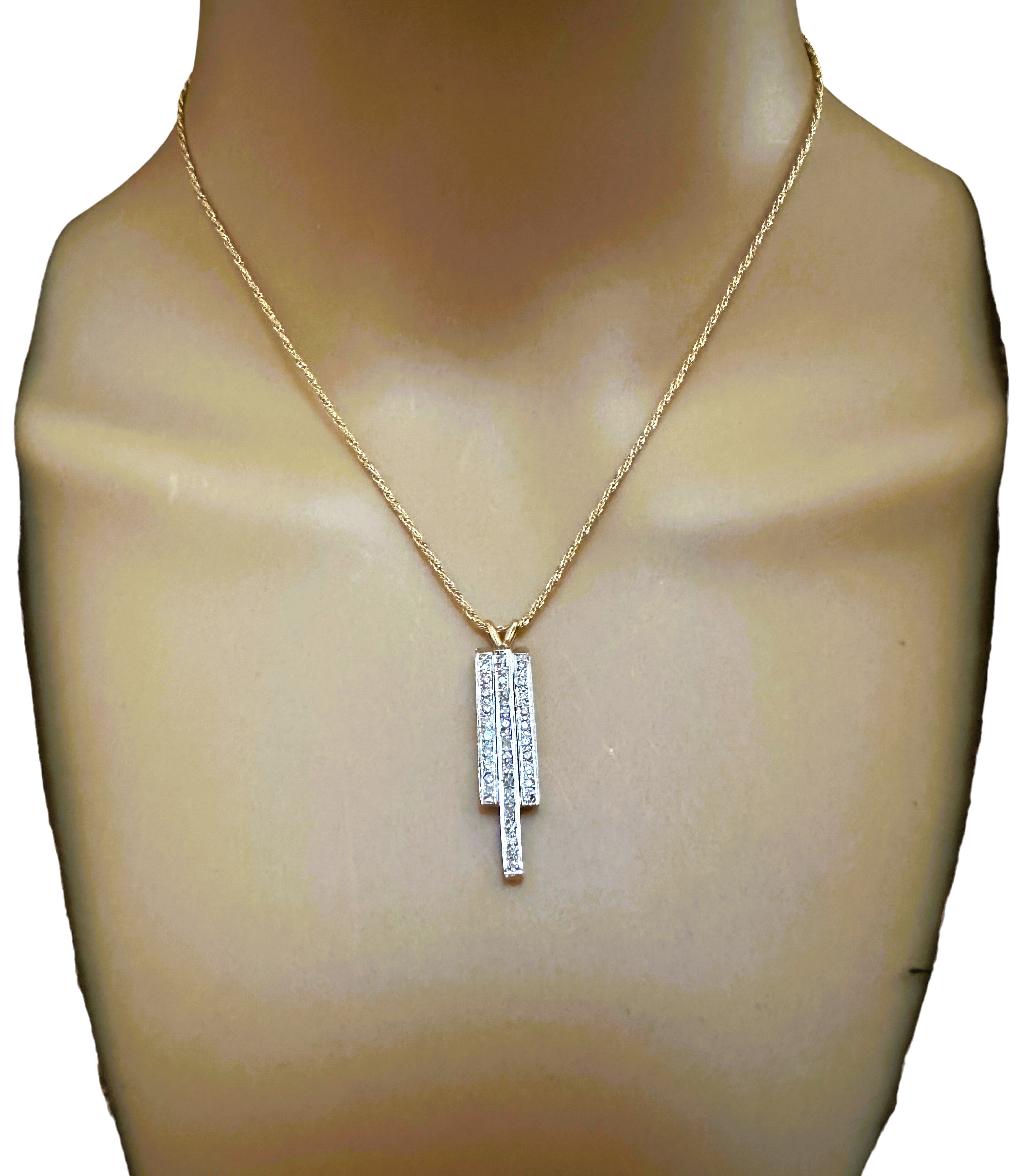 Collier moderne italien en or bicolore 14 carats avec diamants de 1,25 carat