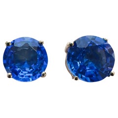 Nuevos Pendientes Camboyanos de Esterlina con Circón Azul Cobalto de 4,30 Quilates