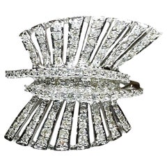 New 18K White Gold 3/4 ct 128 Diamond Burst Ring with Appraisal Size 6.5