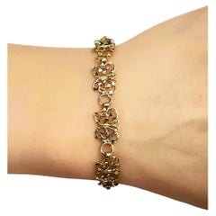 14k Gelb & Weißgold Diamantschliff Schmetterling Link Armband 7" -- 4,46 Gramm