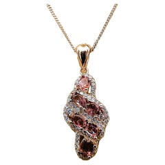Nuevo collar brasileño de 1,10 ct de citrino y zafiro chapado en oro rosa de ley