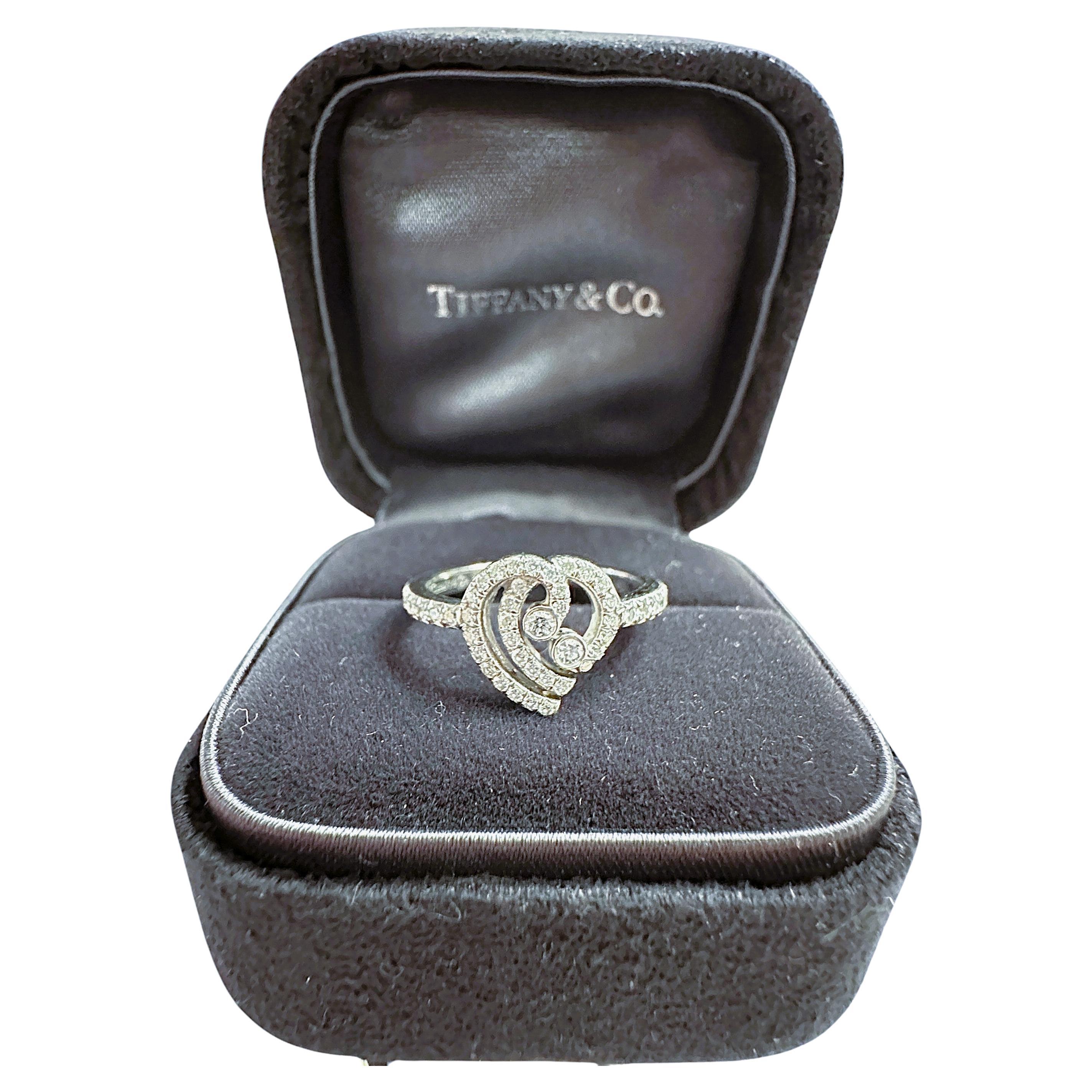 Tiffany & Co. Enchant Heart .950 Platinum Diamond 0.22 CTW  Ring - Retired