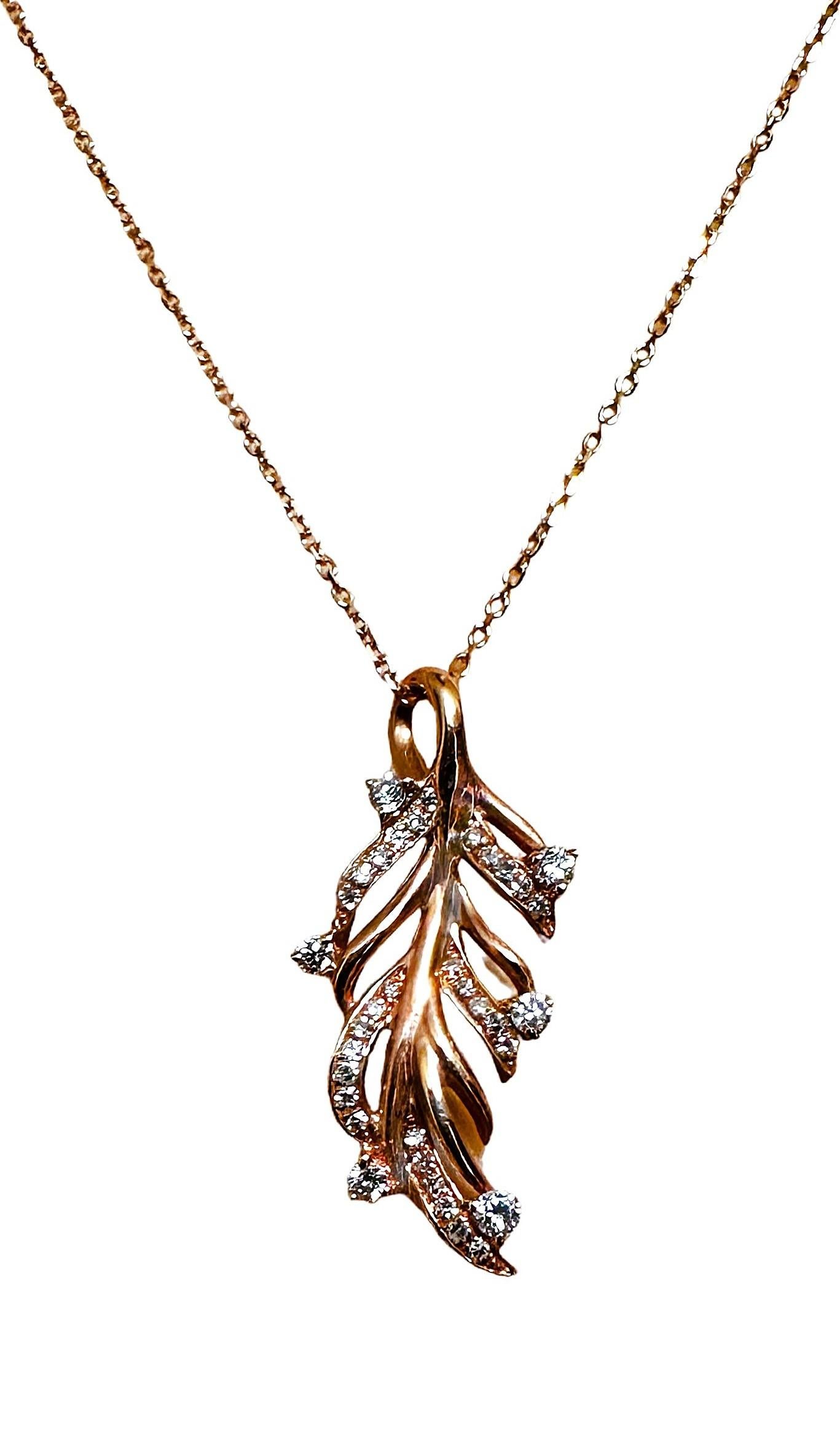 Collana in oro rosa 14k con diamanti da 0,22 carati, lunga 18 pollici e timbrata in vendita 3