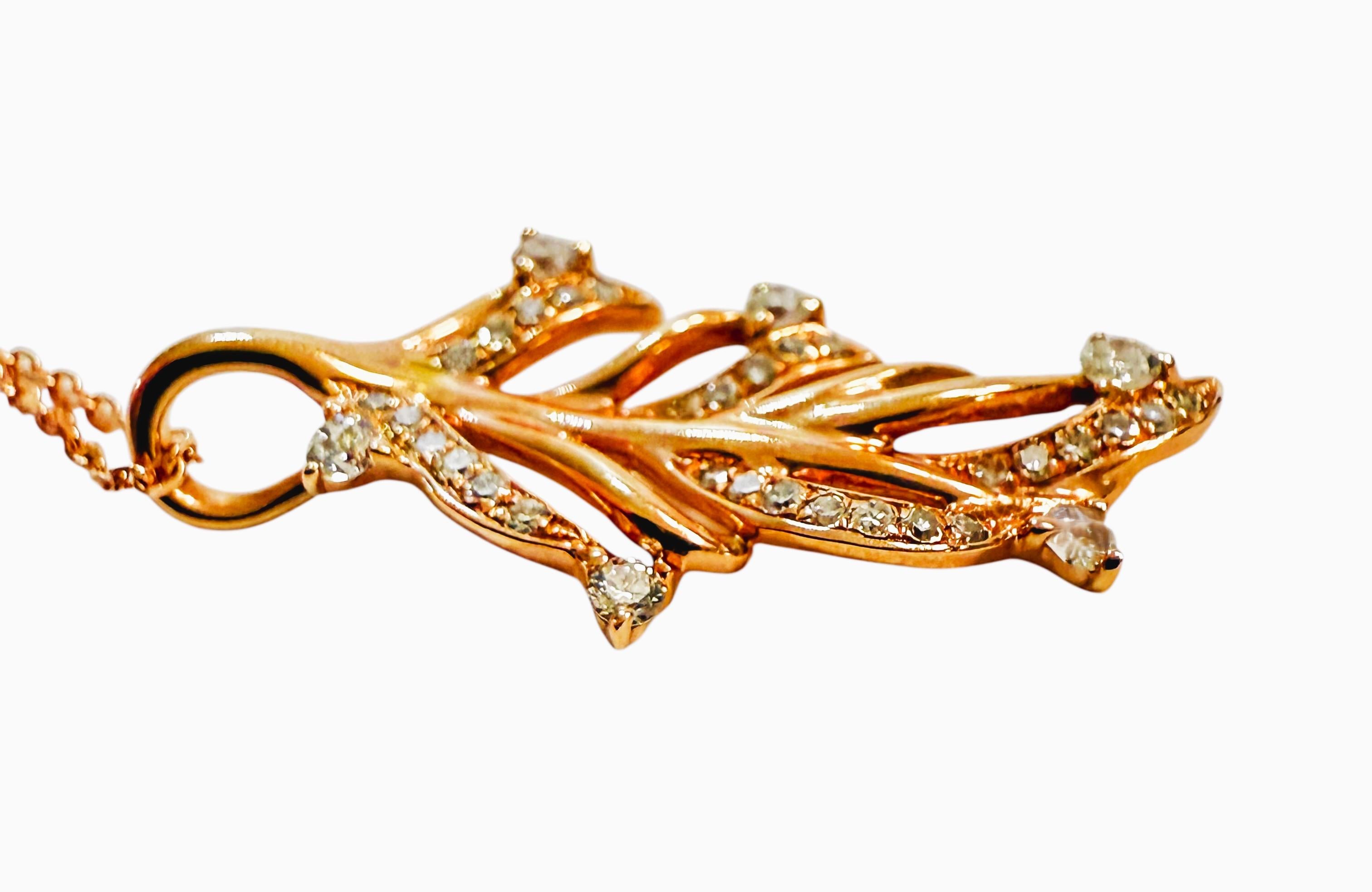 Collana in oro rosa 14k con diamanti da 0,22 carati, lunga 18 pollici e timbrata in vendita 9