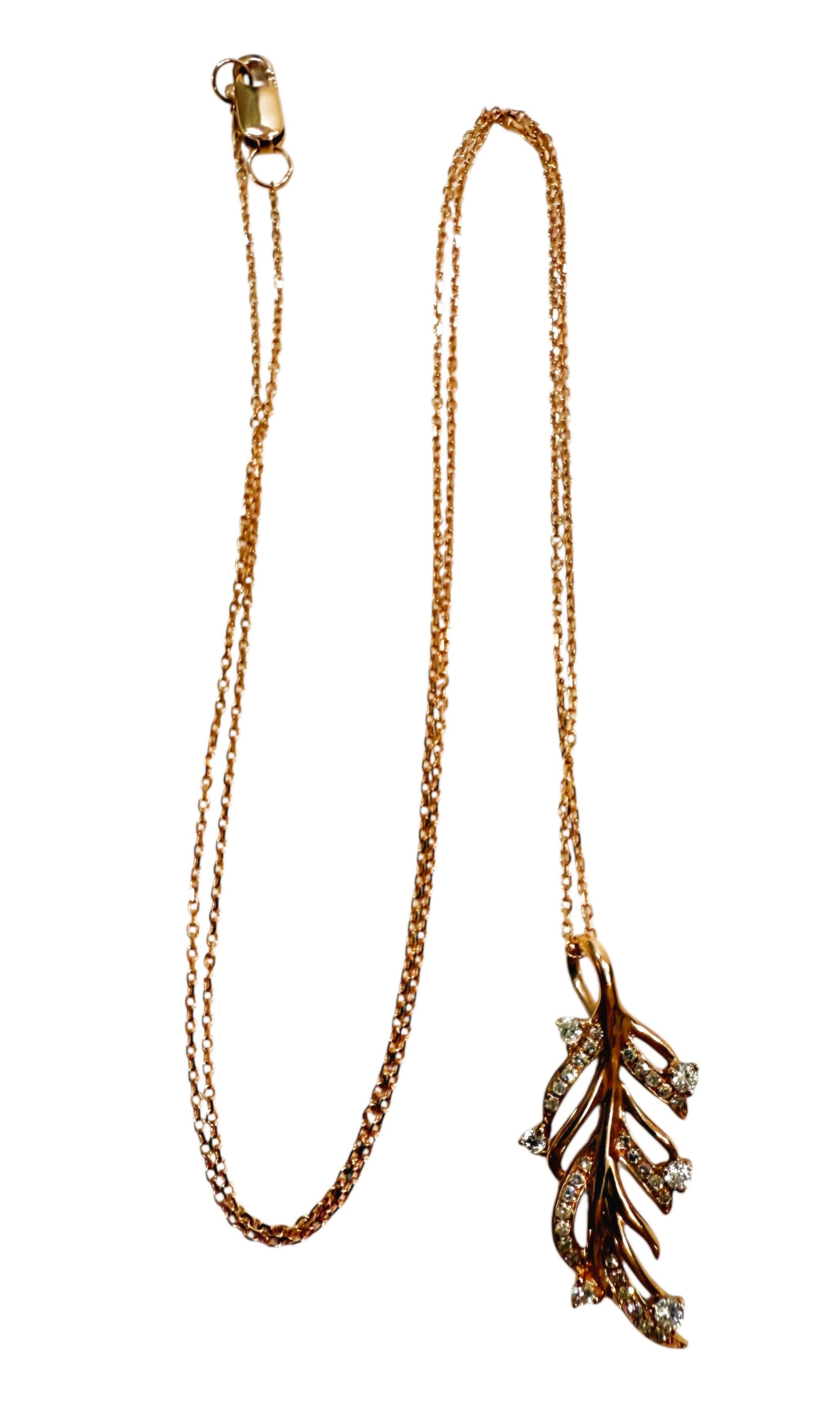 Collana in oro rosa 14k con diamanti da 0,22 carati, lunga 18 pollici e timbrata in vendita 8