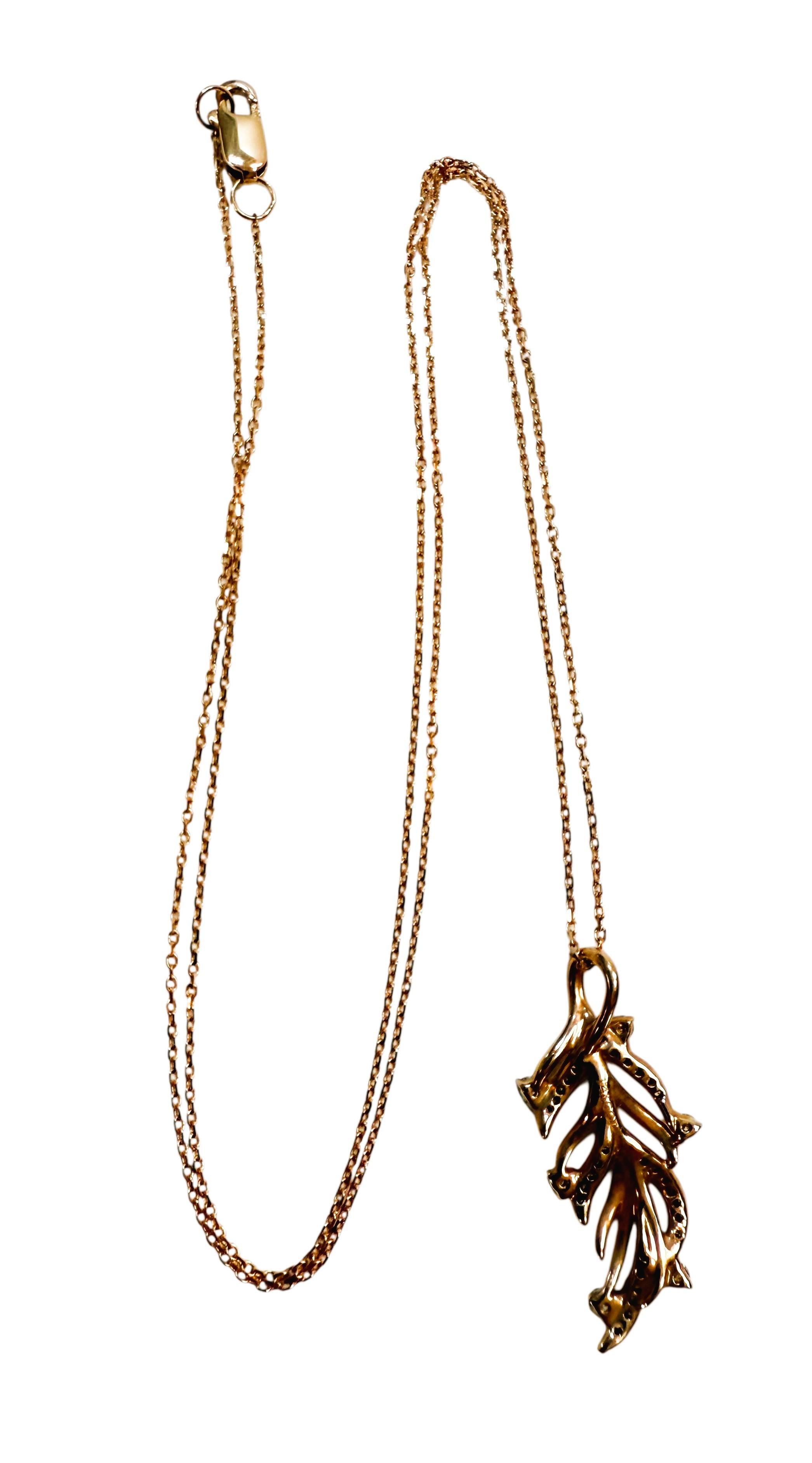 Collana in oro rosa 14k con diamanti da 0,22 carati, lunga 18 pollici e timbrata in vendita 7