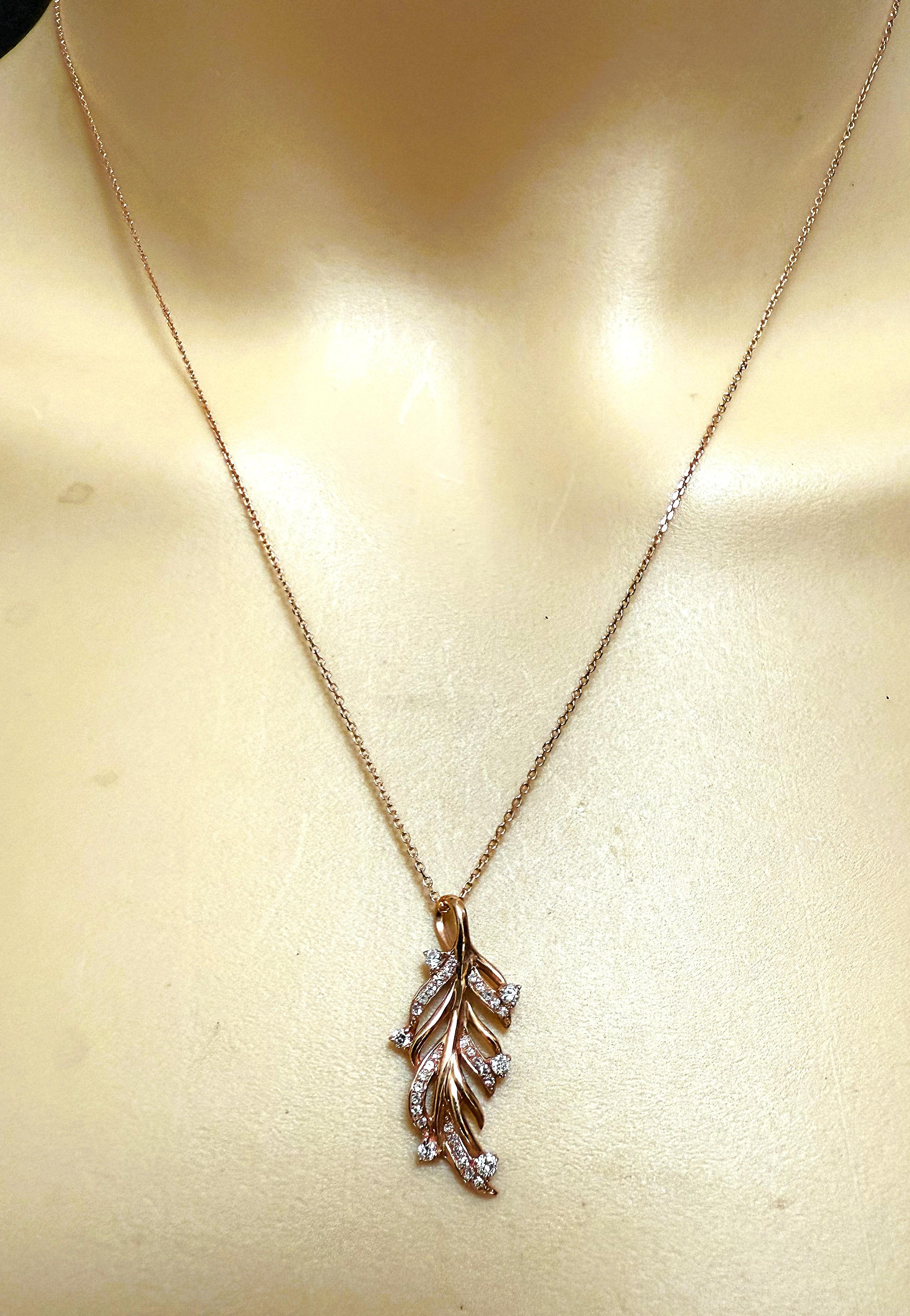 Collana in oro rosa 14k con diamanti da 0,22 carati, lunga 18 pollici e timbrata in vendita 5