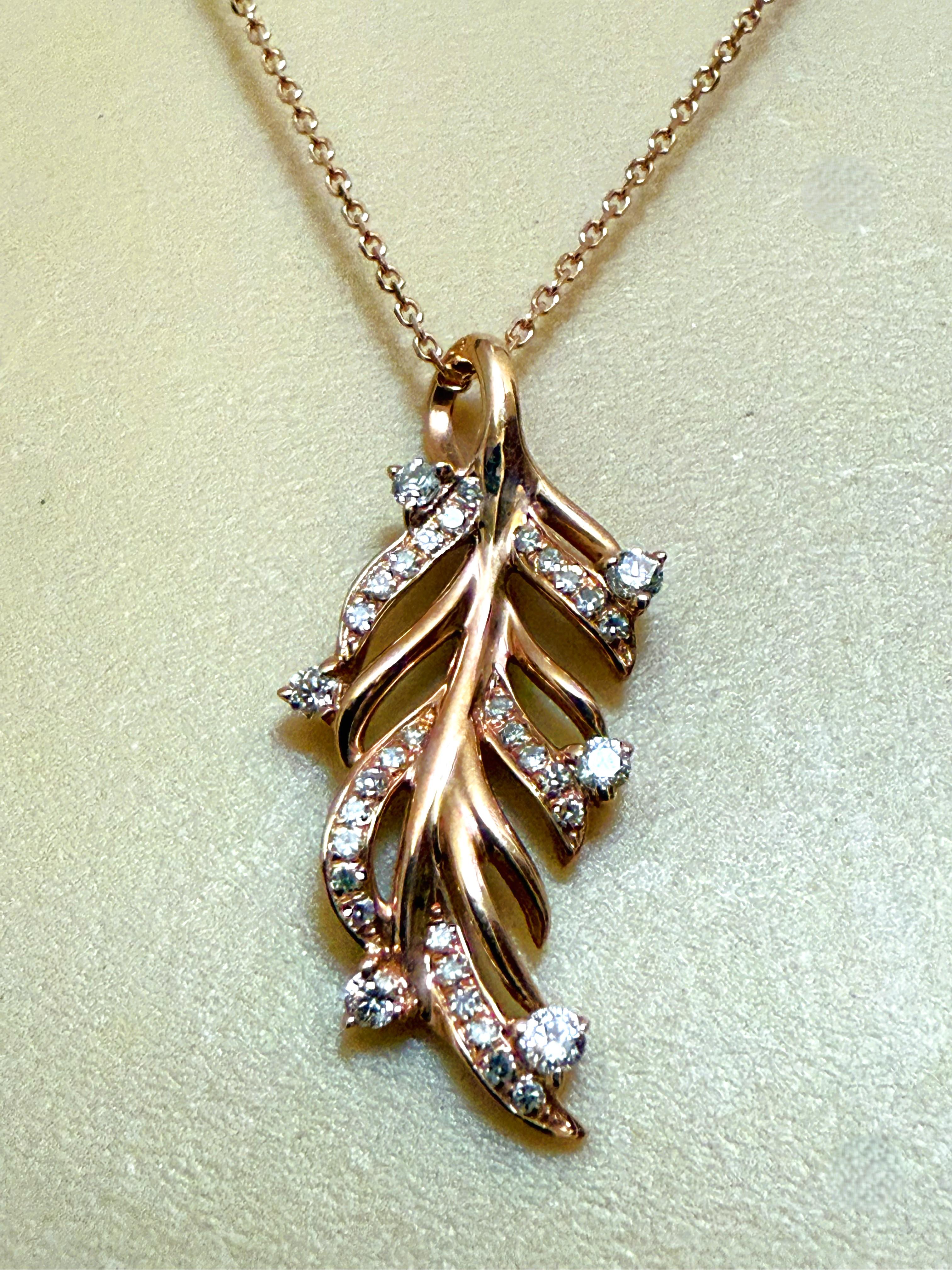 Collana in oro rosa 14k con diamanti da 0,22 carati, lunga 18 pollici e timbrata in vendita 6