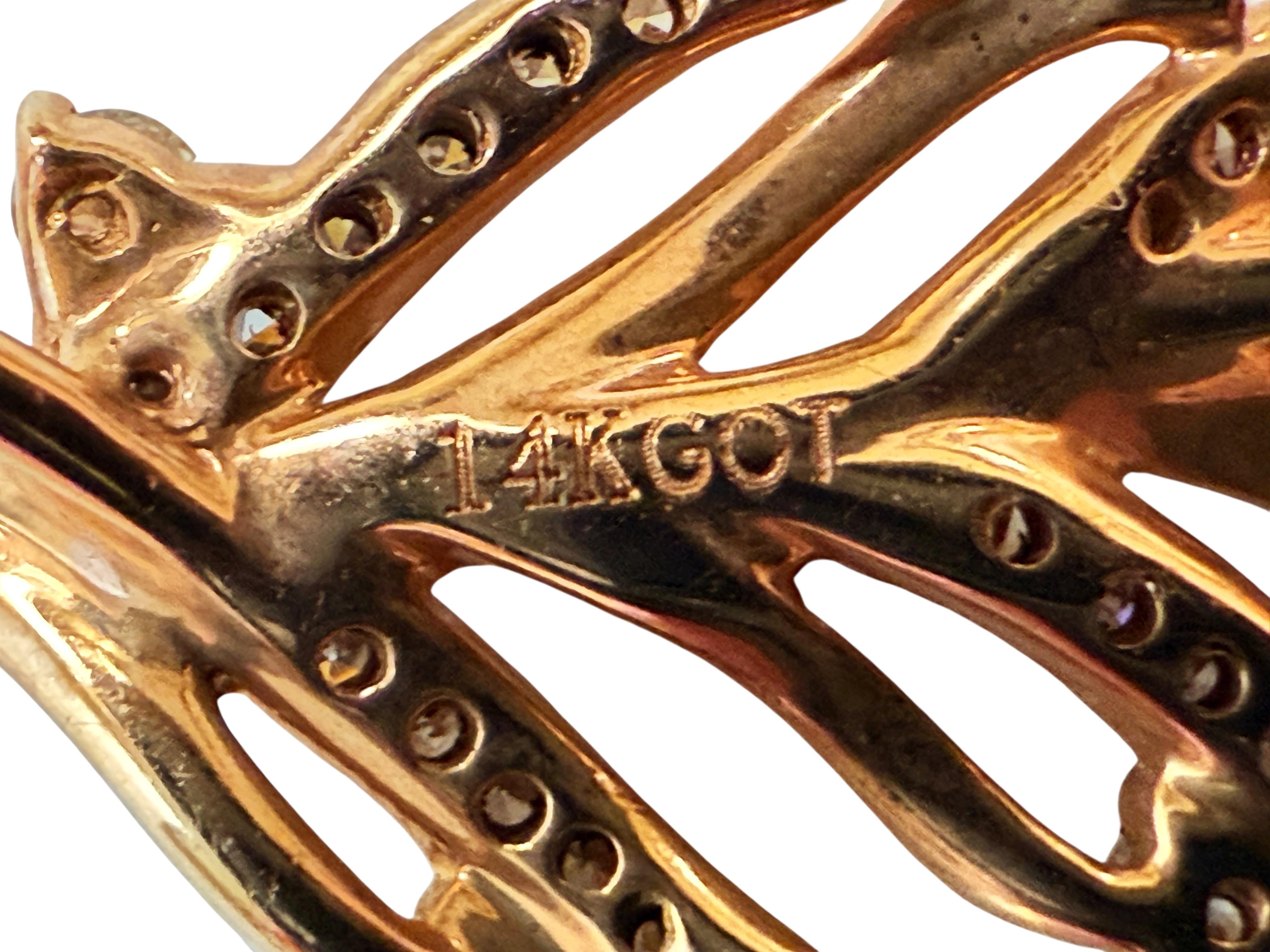 Collana in oro rosa 14k con diamanti da 0,22 carati, lunga 18 pollici e timbrata in vendita 10
