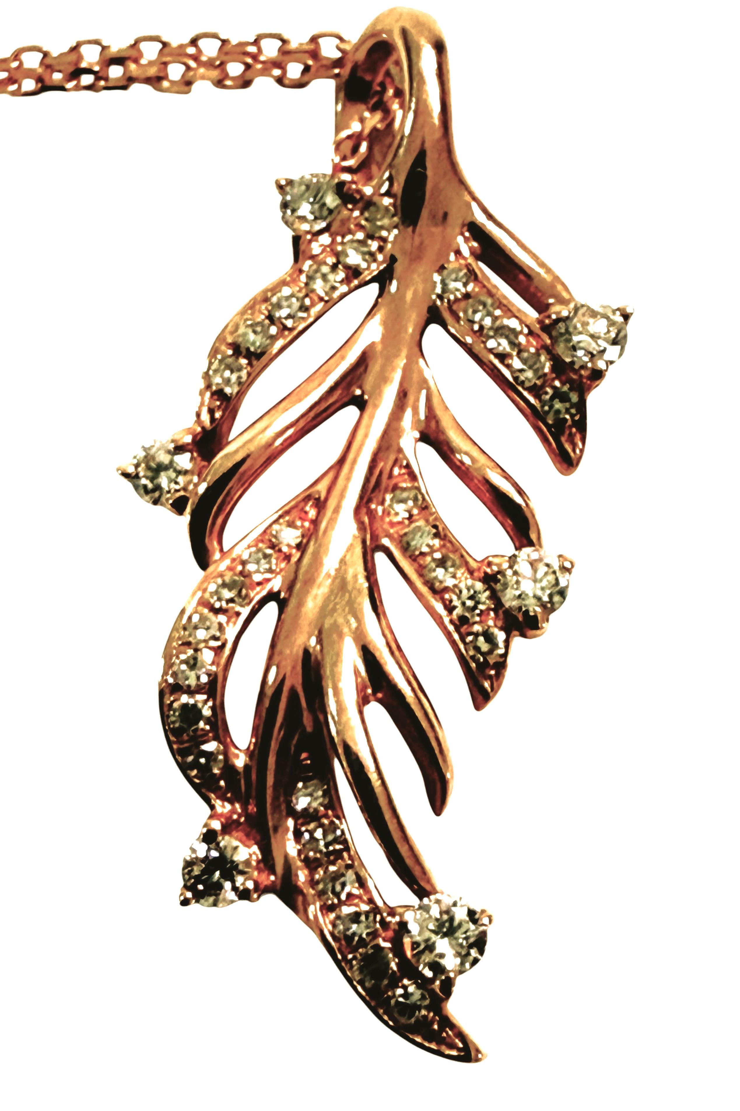 Collana in oro rosa 14k con diamanti da 0,22 carati, lunga 18 pollici e timbrata in vendita 11