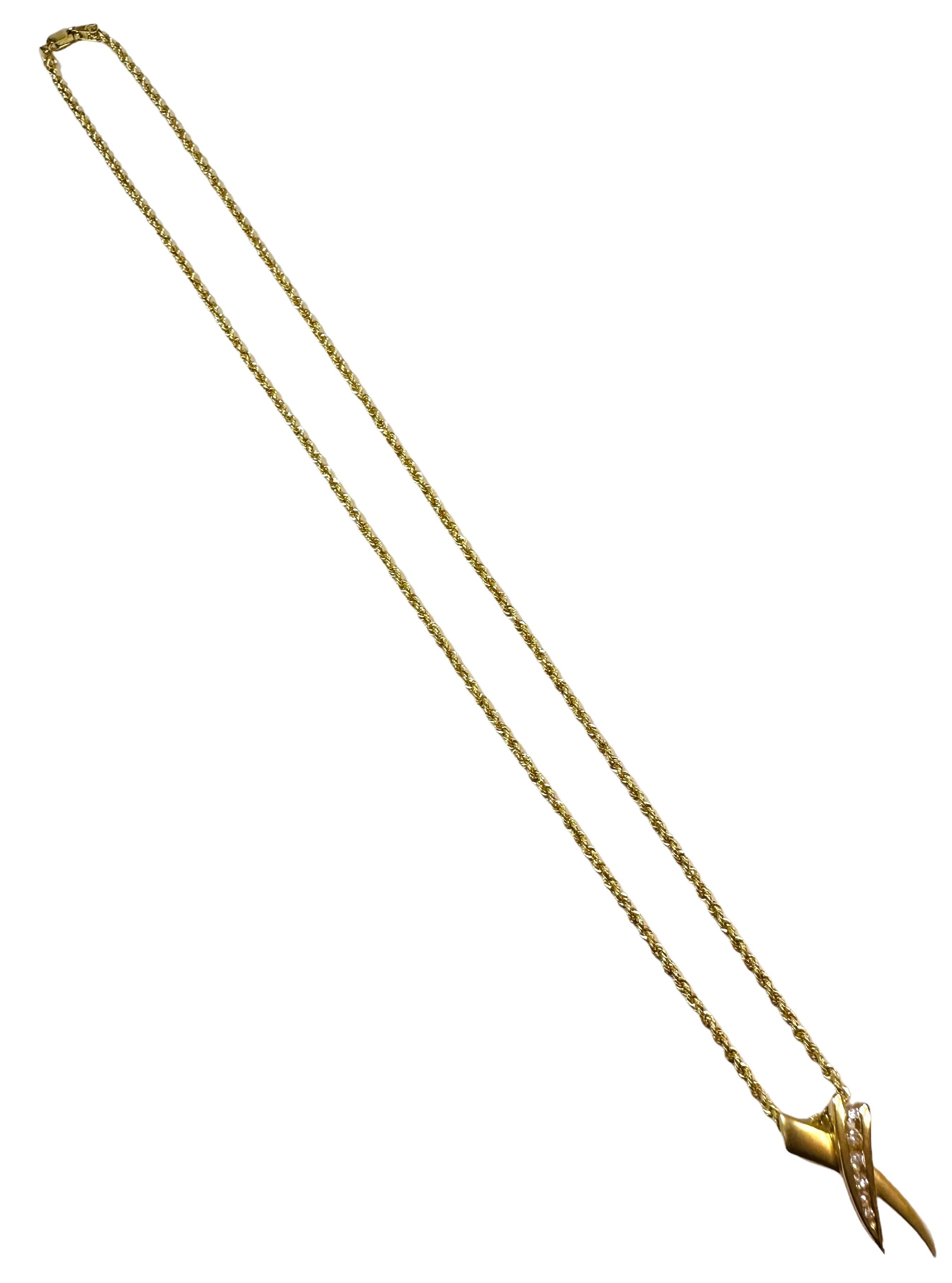 Donna Ciondolo d'amore a scorrimento con diamante in oro giallo 14k da 0,16 carati e catena in oro 14k da 18