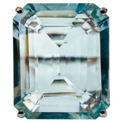 New 13.75 Carat Aquamarine & Diamond Cut Sapphire Sterling Silver Ring