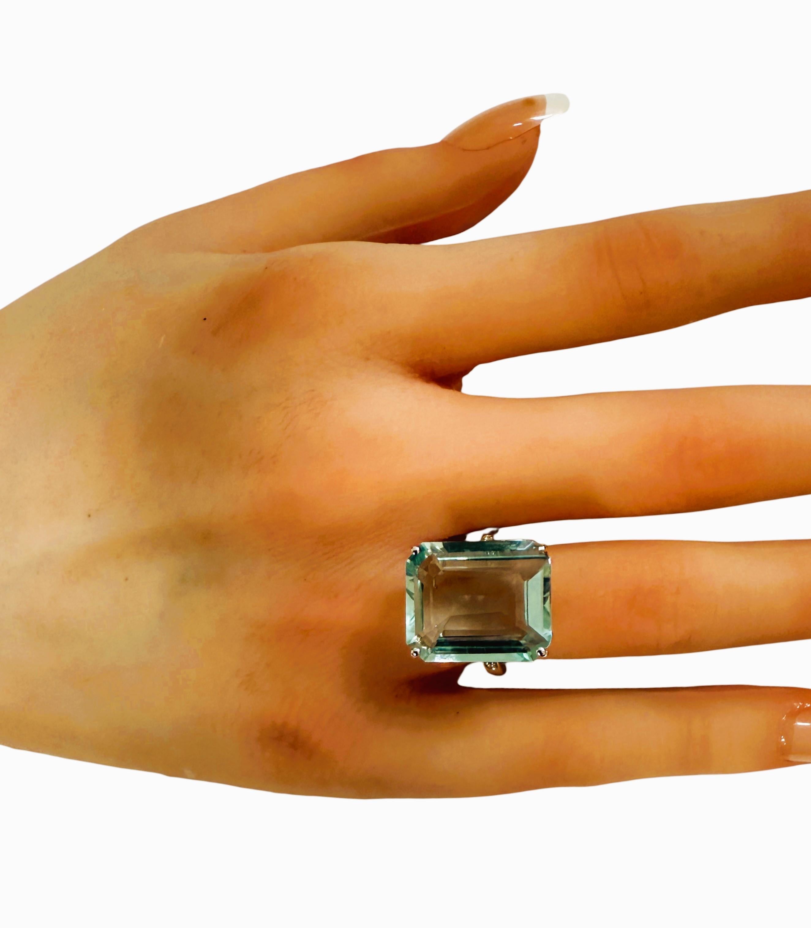 Nuovo anello in argento sterling con acquamarina e zaffiro taglio diamante da 13.75 carati 1