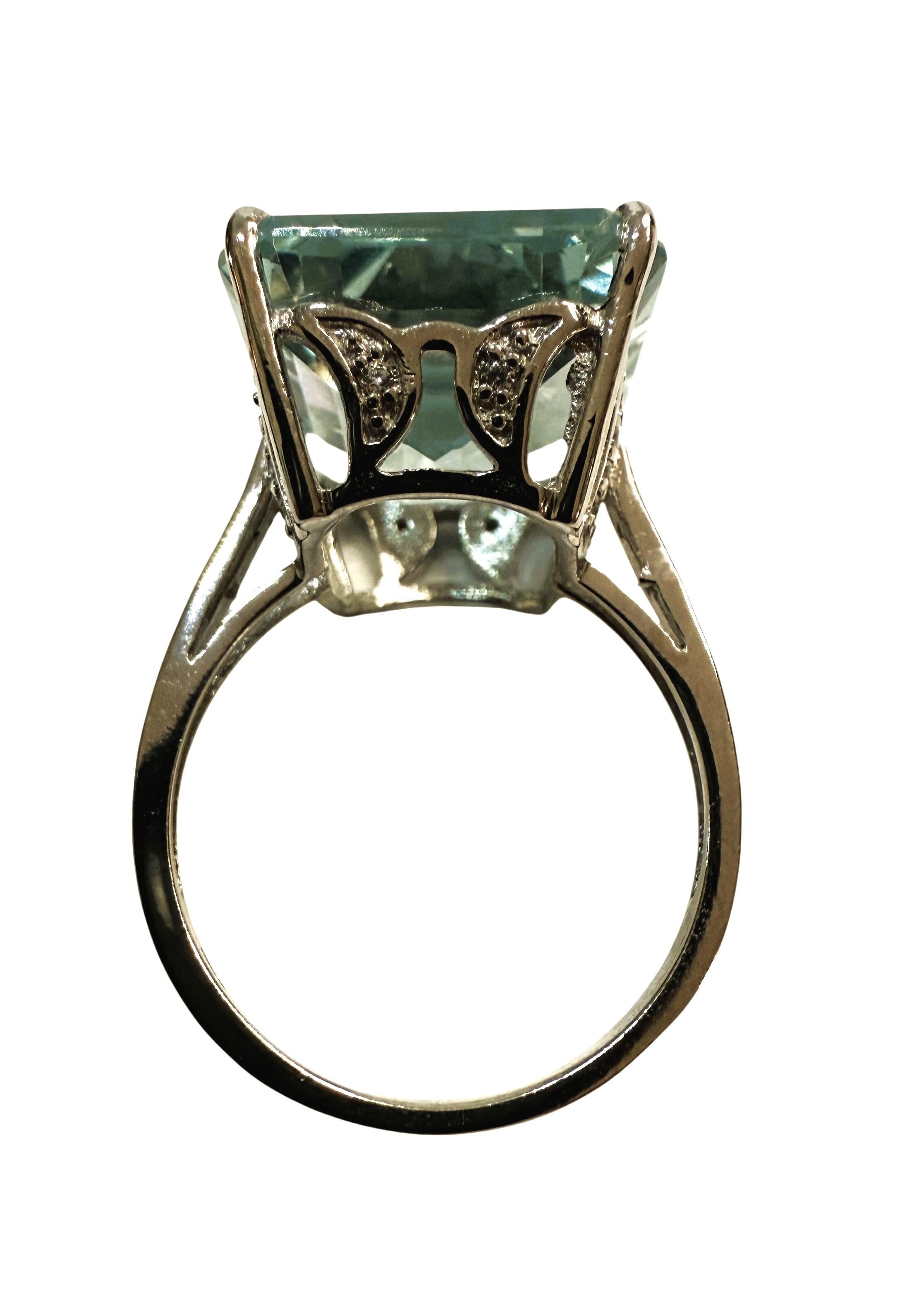 Nuovo anello in argento sterling con acquamarina e zaffiro taglio diamante da 13.75 carati 3
