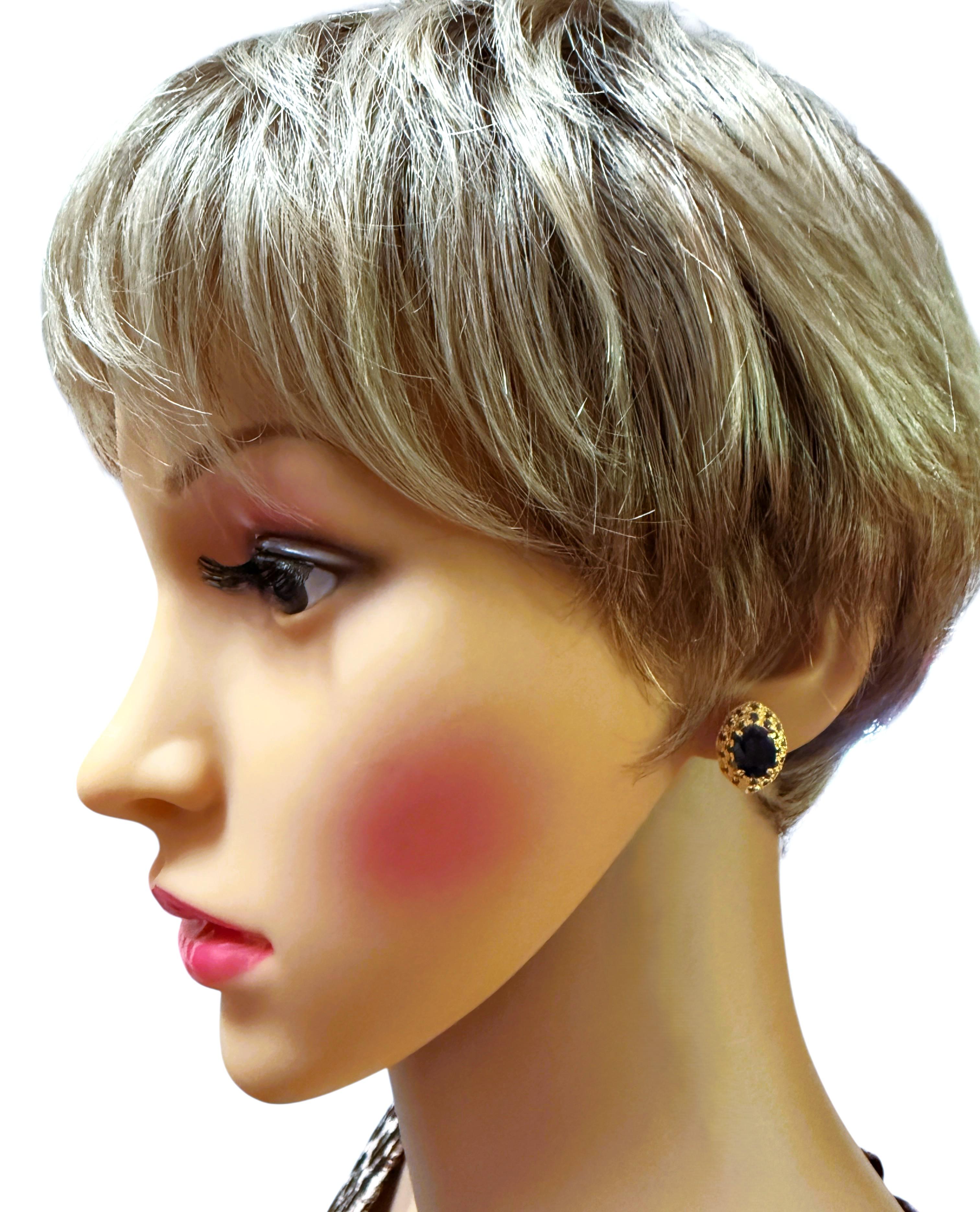 Nouveau  Boucles d'oreilles saphir ovale 1.86 carat et saphir taillé en diamant Y Or PL Sterling en vente 1