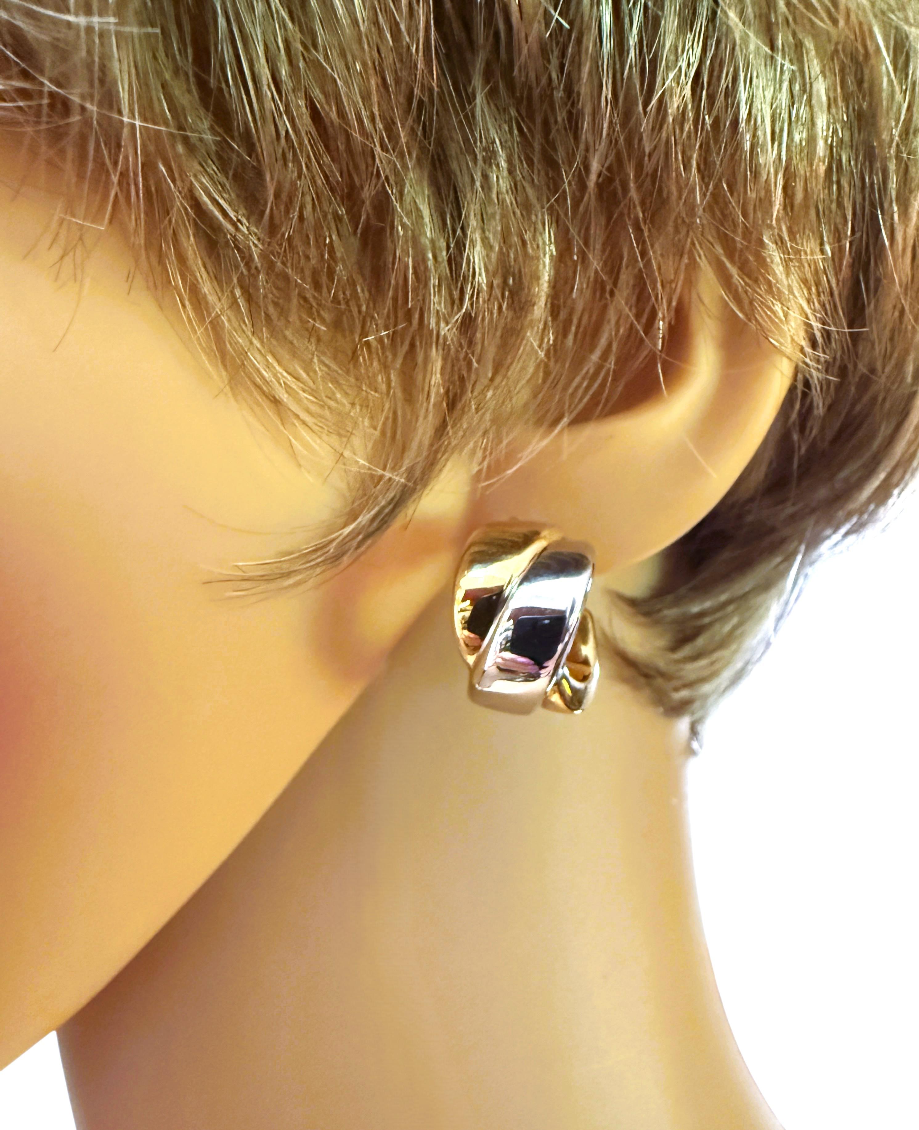 Boucles d'oreilles Chubby en or blanc et or jaune 18K - estampillées Pour femmes en vente