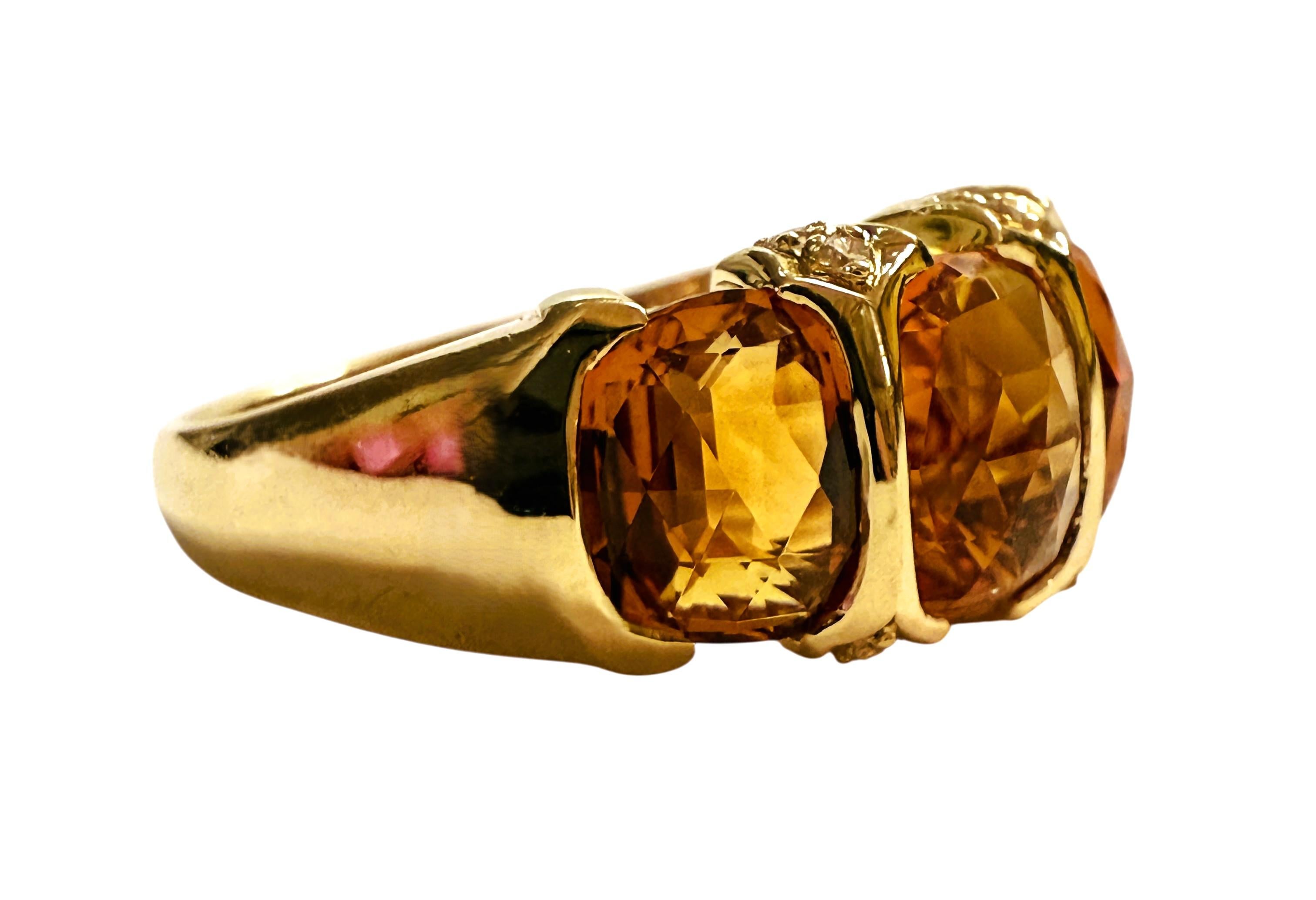 Bague en or jaune 14k 4.0 Carat Golden Honey Citrine & Diamond Taille 8.5 Neuf - En vente à Eagan, MN