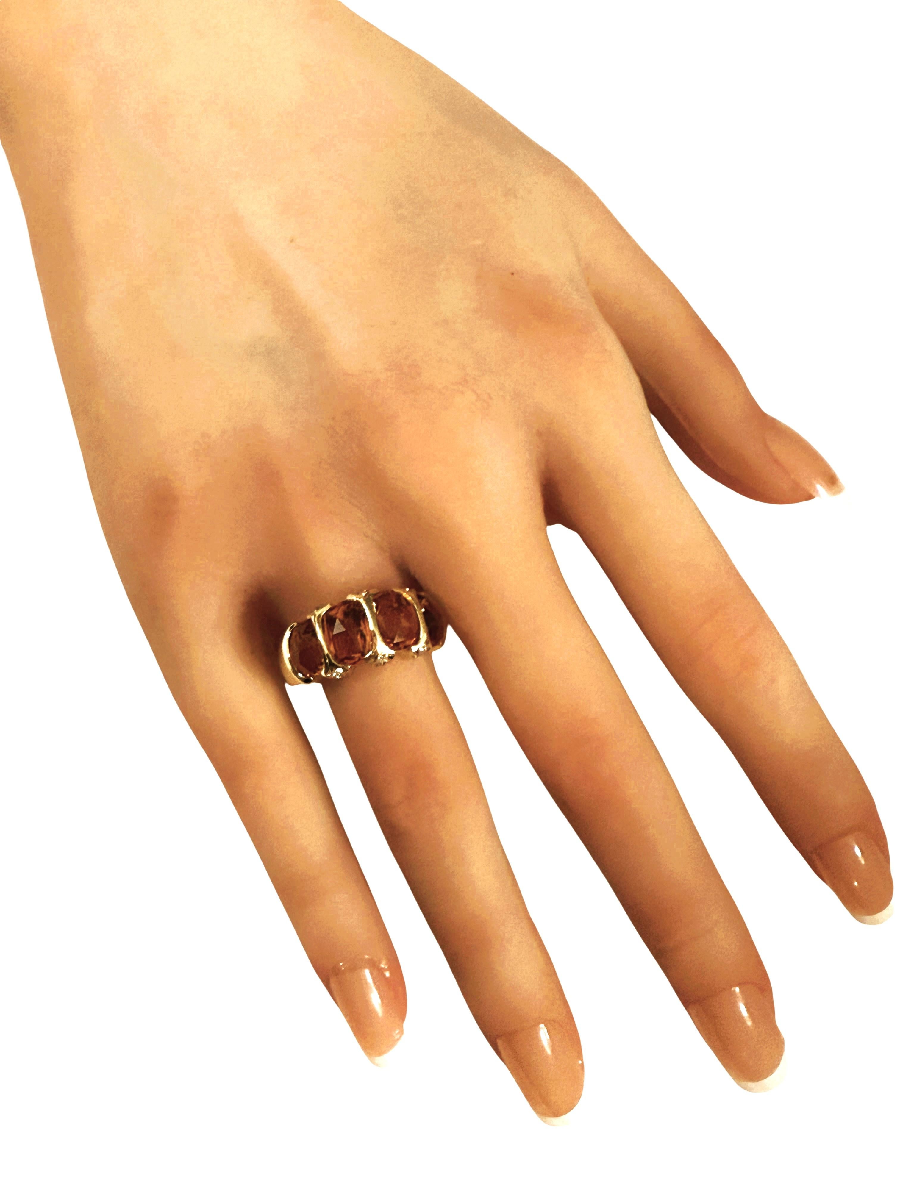 Bague en or jaune 14k 4.0 Carat Golden Honey Citrine & Diamond Taille 8.5 en vente 1