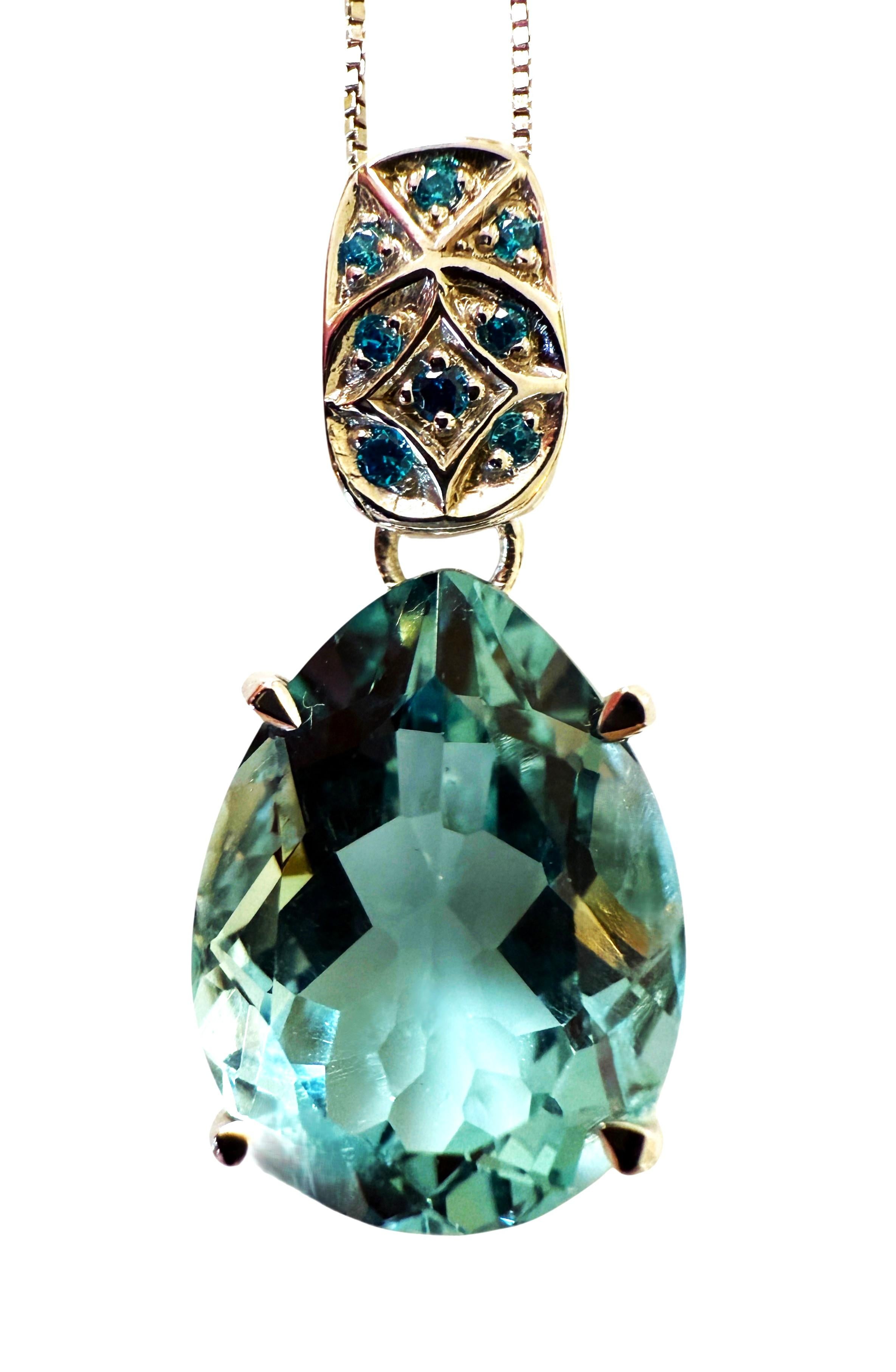 Collier pendentif en argent sterling, aigue-marine de 9.20 carats et saphir taille diamant en vente 8