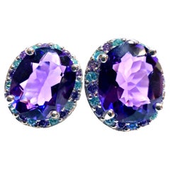 New 5 Karat Amethyst & Diamantschliff Saphir Sterling Ohrringe