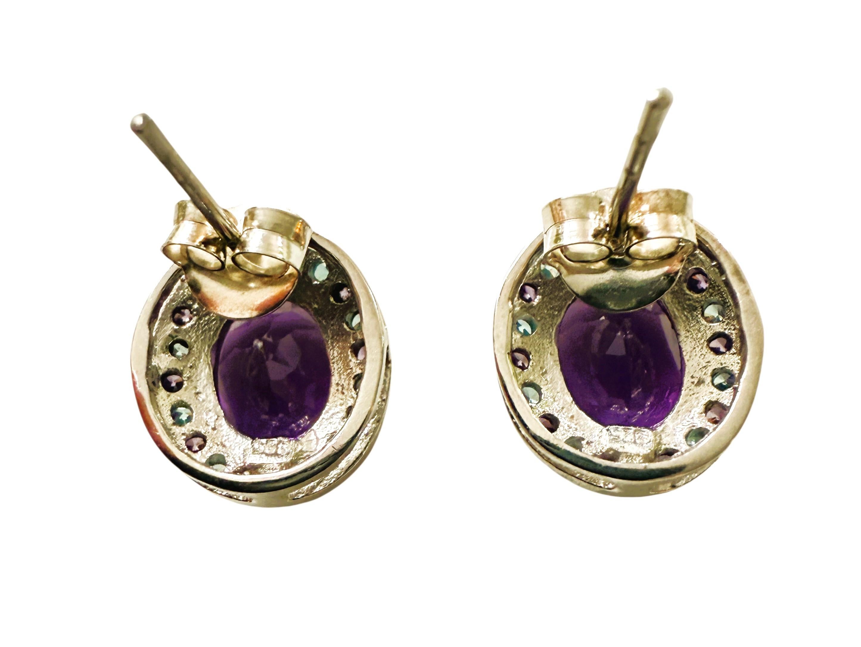 New 5 Karat Amethyst & Diamantschliff Saphir Sterling Ohrringe im Zustand „Neu“ in Eagan, MN