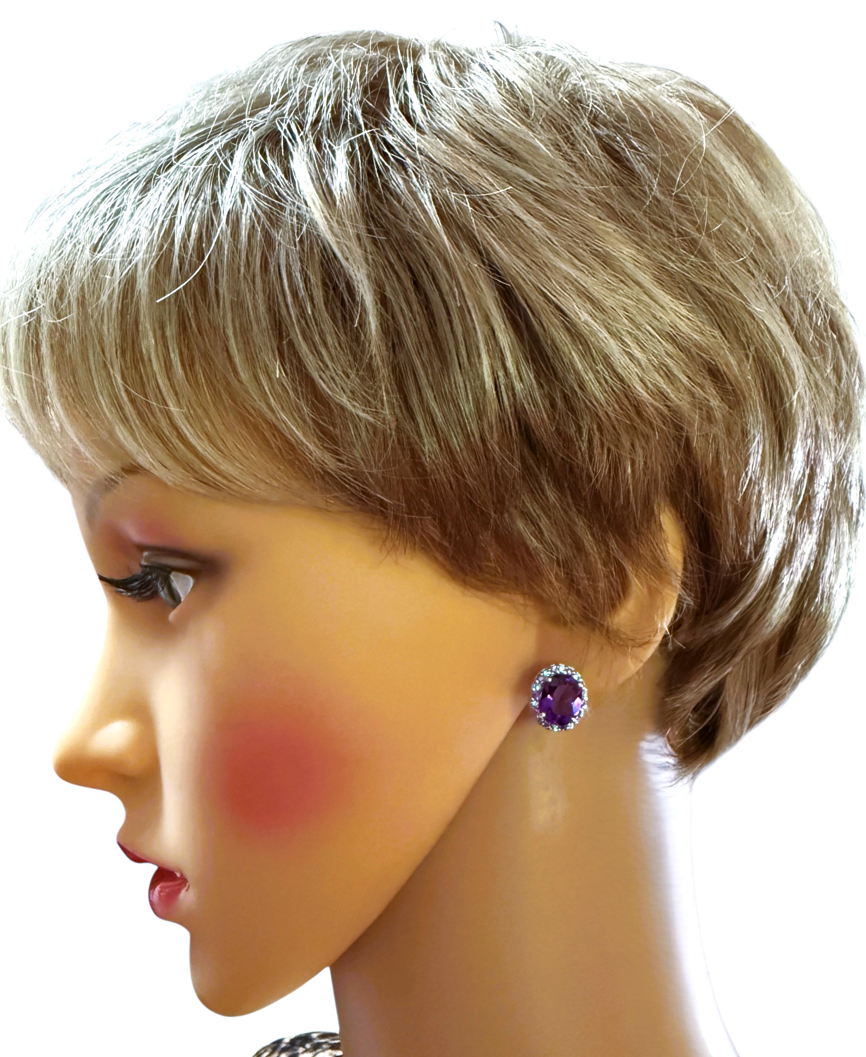 New 5 Karat Amethyst & Diamantschliff Saphir Sterling Ohrringe 2