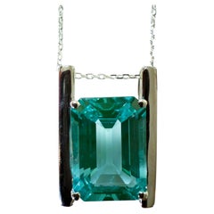 Neu 7,95 Karat bläulich grünen Paraiba Turmalin Sterling Anhänger Halskette 18"