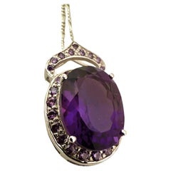 Neu 8. Karat Amethyst & Diamantschliff Saphir Sterling Halo Anhänger Halskette 18"