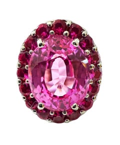Nuovo anello in argento sterling con zaffiro rosa ovale e taglio diamante da 9,05 carati