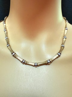 Collana di bambù con connettori in oro giallo 14k e sterlina con taglio a diamante, lunga 17".