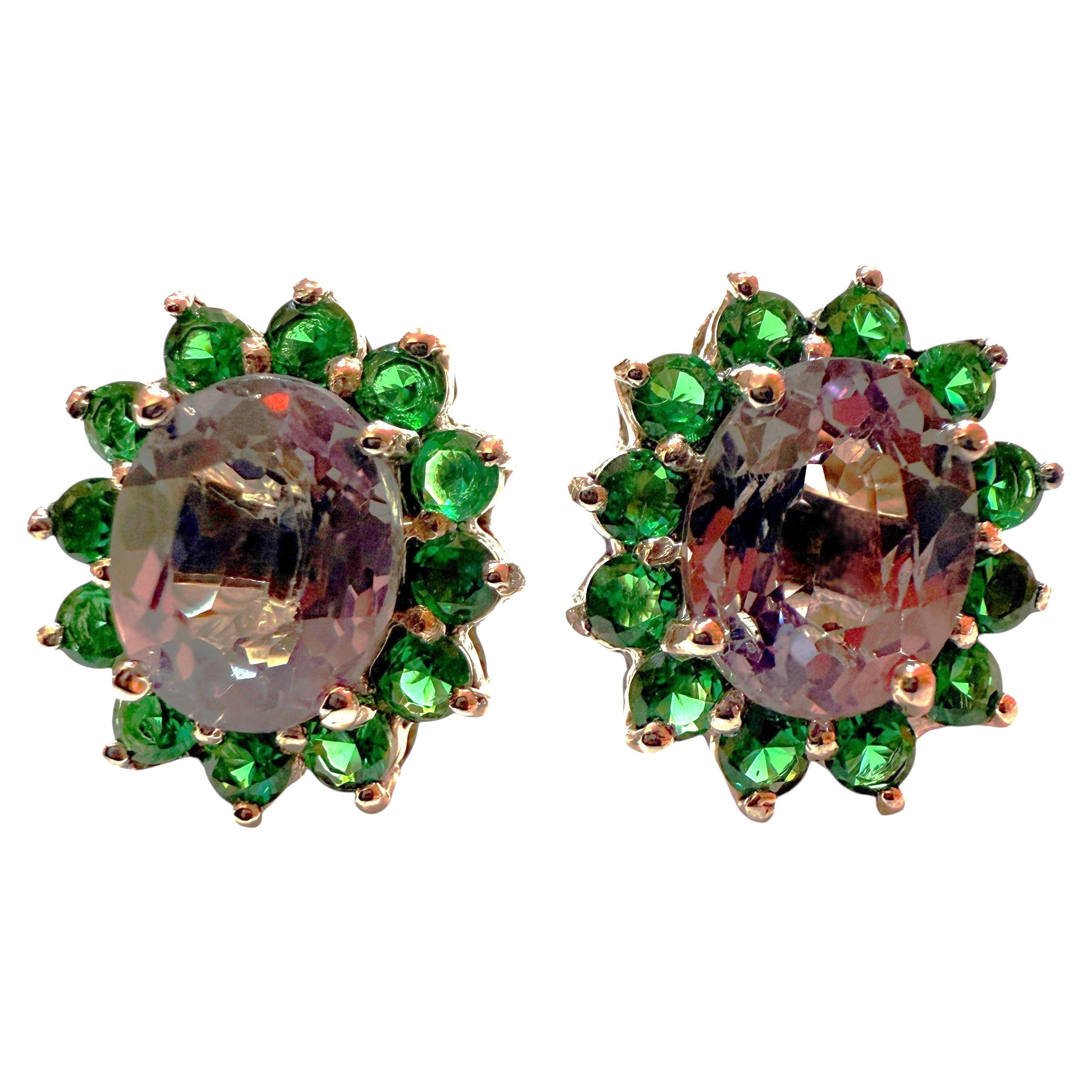 Neue 5,65 Karat Farbwechsel Saphir & Diamantschliff Saphir Sterling Ohrringe im Angebot