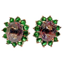 Neue 5,65 Karat Farbwechsel Saphir & Diamantschliff Saphir Sterling Ohrringe